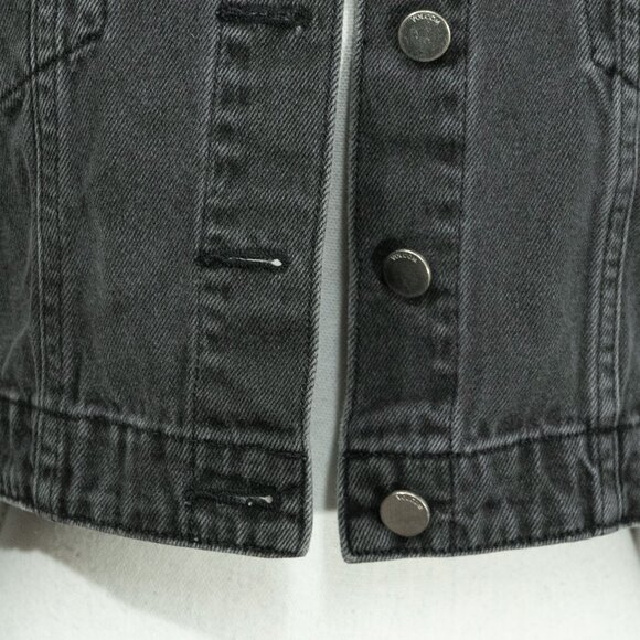 Volcom Crop N Block Denim Jacket Grey Black Boxy Retro 90s Skater Trucker Jacket - Picture 8 of 14